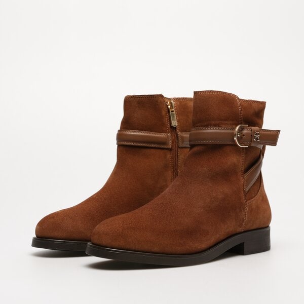 Damskie botki / sztyblety TOMMY HILFIGER ELEVATED ESSENTIAL BOOT SUEDE fw0fw07482gtu kolor brązowy