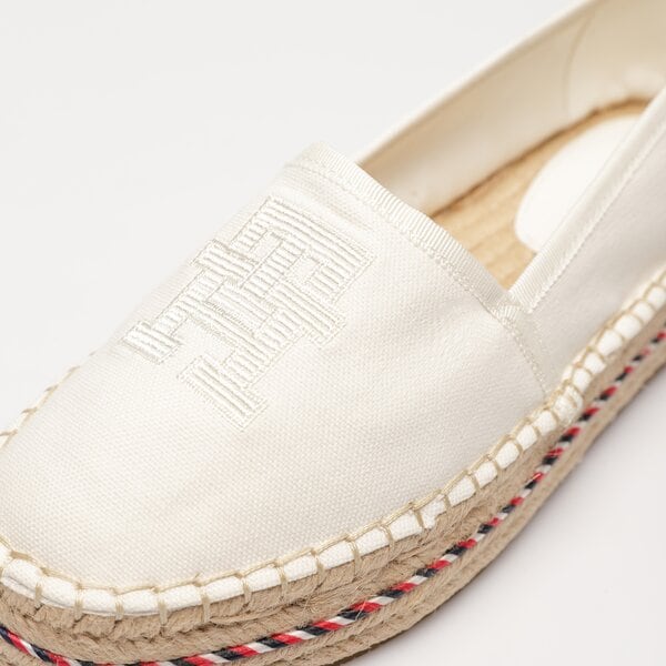 Damskie espadryle TOMMY HILFIGER TH EMBROIDERED FLATFORM fw0fw07014ybl kolor biały