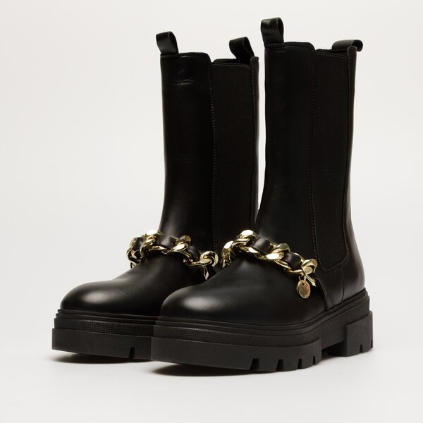 Damskie botki / sztyblety TOMMY HILFIGER MONOCHROMATIC CHELSEA BOOT CHAIN fw0fw07046bds kolor czarny