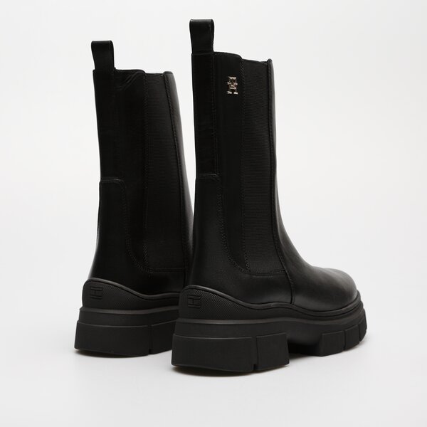 Damskie botki / sztyblety TOMMY HILFIGER ESSENTIAL LEATHER CHELSEA BOOT fw0fw07490bds kolor czarny