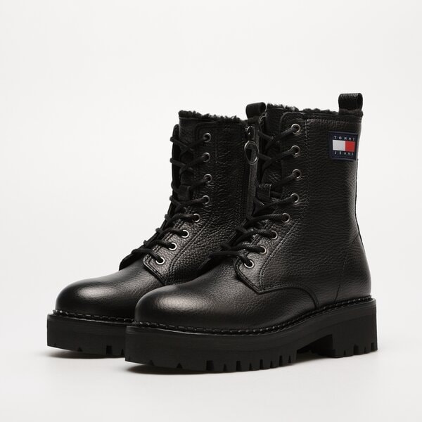 Damskie buty za kostkę TOMMY HILFIGER TJW URBAN BOOT TUMBLED LTR WL en0en02317bds kolor czarny