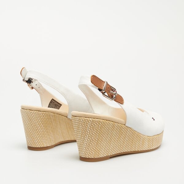 Damskie sandały TOMMY HILFIGERICONIC ELBA SLING BACK WEDGE fw0fw04788ybl kolor biały