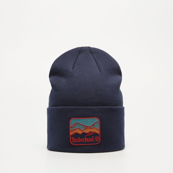 Damska czapka zimowa TIMBERLAND CZAPKA BEANIE WITH MOUNTAIN PATCH tb0a2pnj4511 kolor granatowy