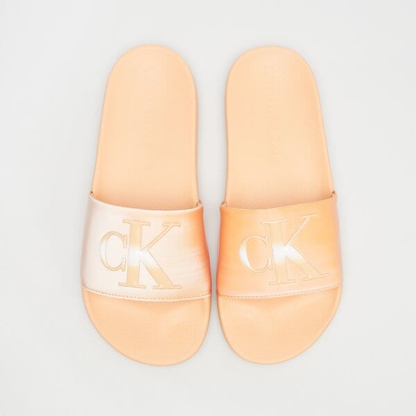 Damskie klapki CALVIN KLEIN SLIDE MONOGRAM CO yw0yw01402tnb kolor pomarańczowy