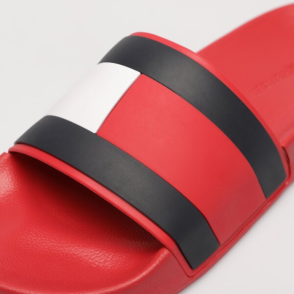 Męskie klapki TOMMY HILFIGER RUBBER TH FLAG POOL SLIDE fm0fm04263xlg kolor czerwony