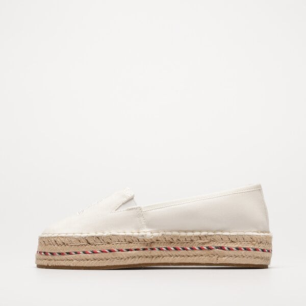 Damskie espadryle TOMMY HILFIGER TH EMBROIDERED FLATFORM fw0fw07014ybl kolor biały