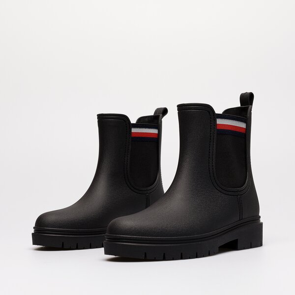 Damskie kalosze (buty gumowe) TOMMY HILFIGER RAIN BOOT ANKLE ELASTIC fw0fw06774bds kolor czarny