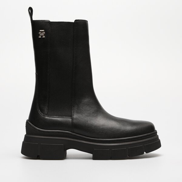 Damskie botki / sztyblety TOMMY HILFIGER ESSENTIAL LEATHER CHELSEA BOOT fw0fw07490bds kolor czarny