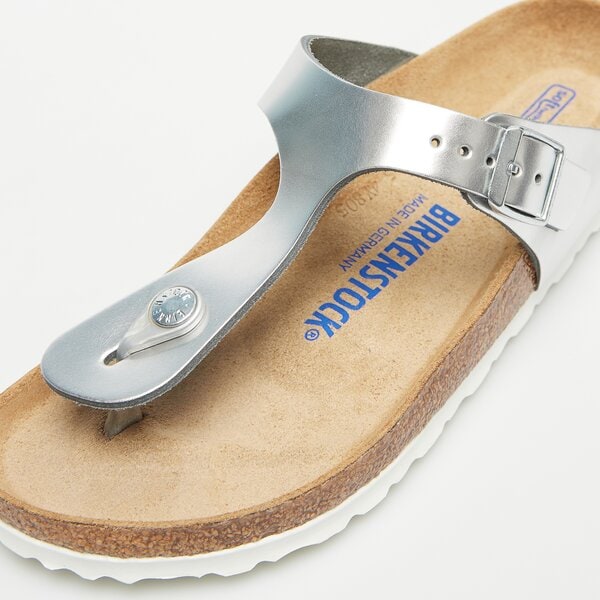 Damskie klapki BIRKENSTOCK GIZEH SFB LENA 1003675 kolor srebrny