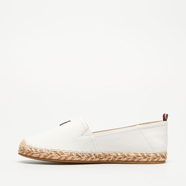 Damskie mokasyny i półbuty TOMMY HILFIGER TH LEATHER FLAT ESPADRILLE fw0fw07720ybl kolor biały