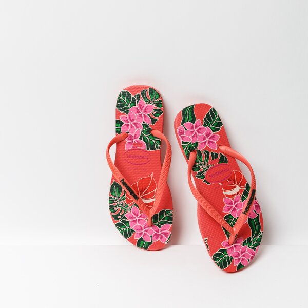 Damskie klapki HAVAIANAS SLIM TROPICAL FLORAL 41298486024 kolor różowy