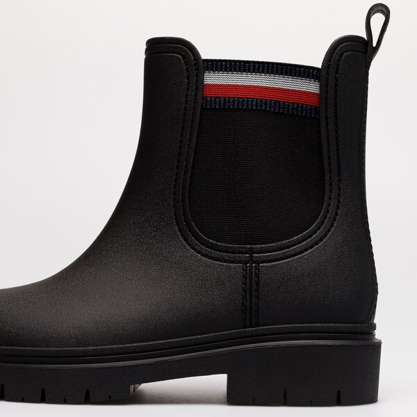 Damskie kalosze (buty gumowe) TOMMY HILFIGER RAIN BOOT ANKLE ELASTIC fw0fw06774bds kolor czarny