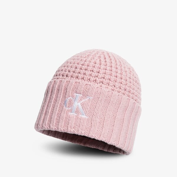 Damska czapka zimowa CALVIN KLEIN CZAPKA WAFFLE BEANIE k60k610124tky kolor różowy