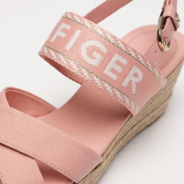 Damskie sandały TOMMY HILFIGER SEASONAL WEBBING MID WEDGE fw0fw07091tqs kolor różowy