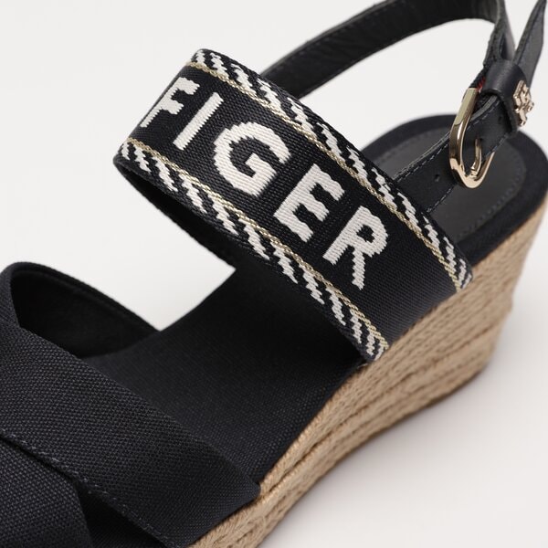 Damskie sandały TOMMY HILFIGER SEASONAL WEBBING MID WEDGE fw0fw07091dw6 kolor granatowy