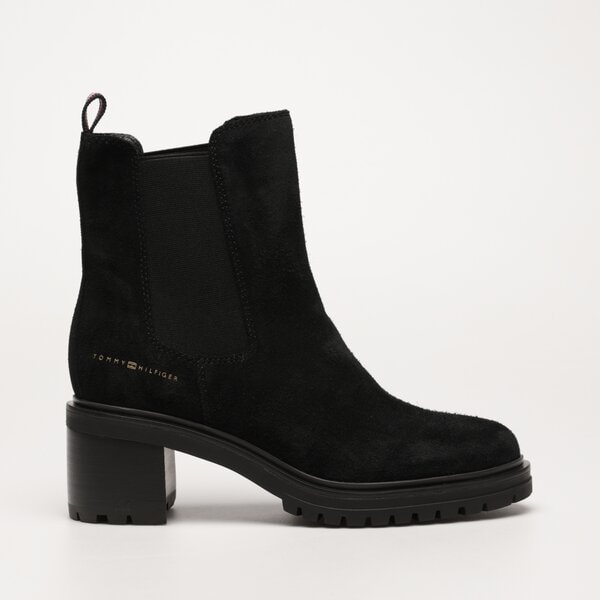 Damskie botki / sztyblety TOMMY HILFIGER ESSENTIAL MIDHEEL SUEDE BOOTIE fw0fw07522bds kolor czarny