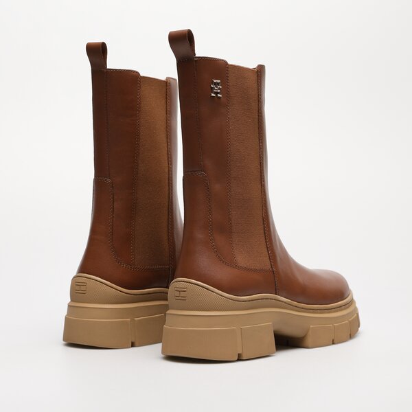 Damskie botki / sztyblety TOMMY HILFIGER ESSENTIAL LEATHER CHELSEA BOOT fw0fw07490gtu kolor brązowy