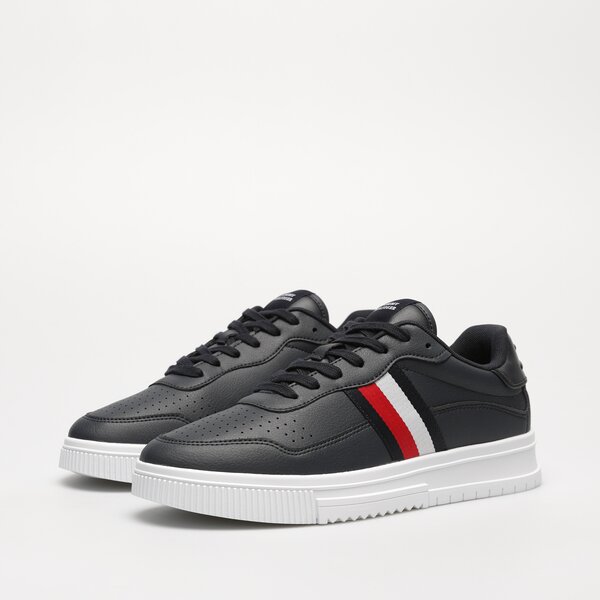 Męskie sneakersy (buty) TOMMY HILFIGER SUPERCUP LEATHER STRIPES fm0fm04824dw5 kolor granatowy