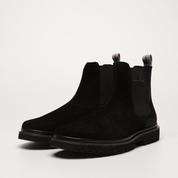 Męskie buty za kostkę CALVIN KLEIN EVA MID CHELSEA BOOT SUEDE ym0ym0076400t kolor czarny