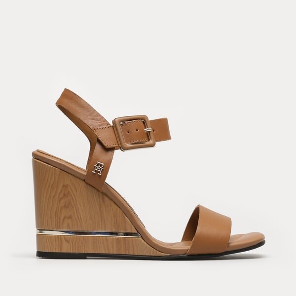 Damskie sandały TOMMY HILFIGER HARDWARE WEDGE SANDAL fw0fw07074gu9 kolor brązowy