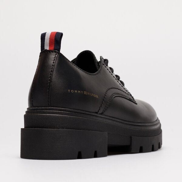 Damskie półbuty TOMMY HILFIGER LEATHER LACE UP SHOE fw0fw06780bds kolor czarny